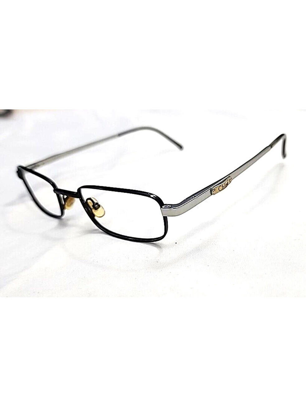 Chloe Cl1127 C01 Black Metal Silver Rectangle Eyeglasses Frame 50-18 135 France